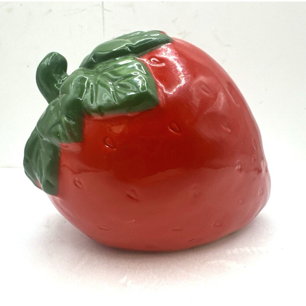Ceramic Strawberry Shaped spoon Jar Fruit Kitchen Decor